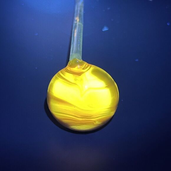 Glass Condiment Spoon Server Stirrer Mayonnaise Yellow Candy Swirl Cadmium Glow - Picture 3 of 9